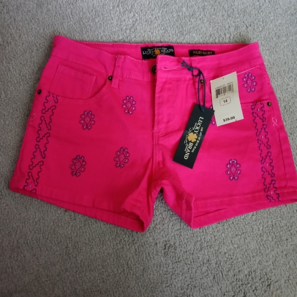 Lucky brand brand new size 14 pink youth girls shorts